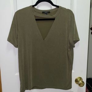 Olive Green Cutout T-Shirt